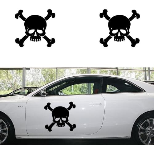 2pcs/set Skull and Crossbones Car Sticker Truck door Vinyl Decal Removable Wall Stickers For Tile / Furniture Sticker D907