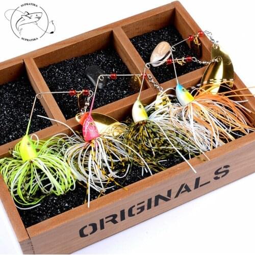 4Pcs/Lot 24g Spinner Bait Fishing Lure Buzzbait Wobbler Chatter Bait With Brass Fishing Spoon Lure Metal Jig Jigging Swimbait