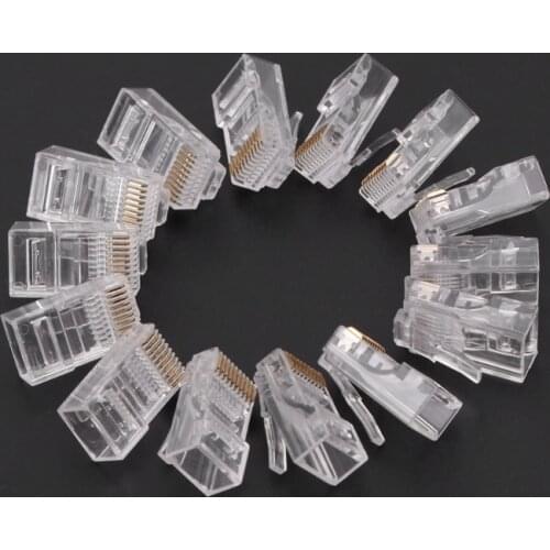 50 Pcs/Pack Stranded 10P10C Network Cable Connector RJ48 Crystal Plug Modular