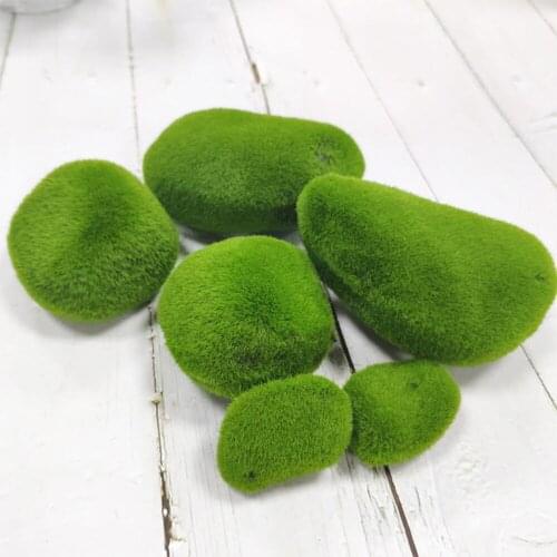 6 Pcs Simulation Plants Eternal Life Moss Ornaments Mini Micro Landscape Fake Stone Moss Home Wall Bar Decor Props