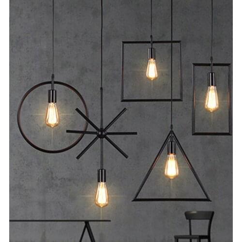 American Loft Industry Style Black Iron Pendant Light Simple Creative Lamps For Bar&coffee Shop Home Lighting E27 Bulb