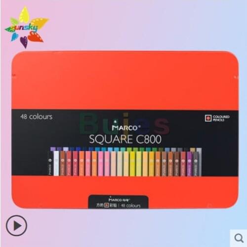 MARCO SQUARE C800 24/48 color oil color lead pencil art design color pencil professional hand drawing iron box art supplies