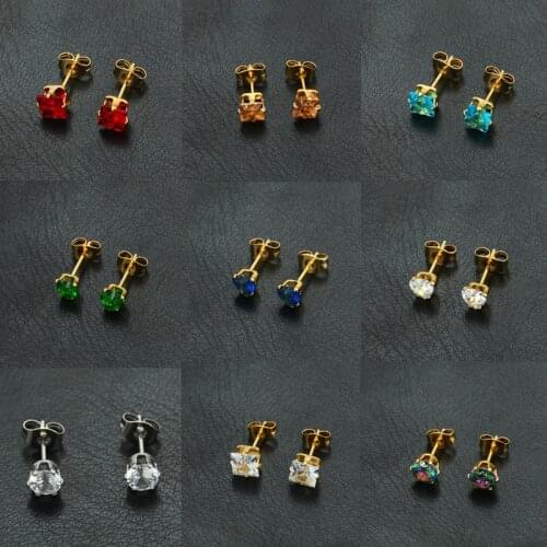 Shop exclusive gift stud-earring stainless steel multicolored zircon earring heart high quality earrings for women gift