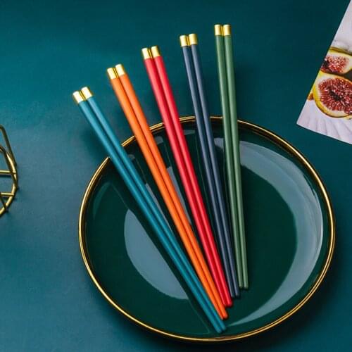ENNROS 5 pairs of chopsticks: alloy chopsticks, Japanese pointy chopsticks, non-slip, family meal chopsticks