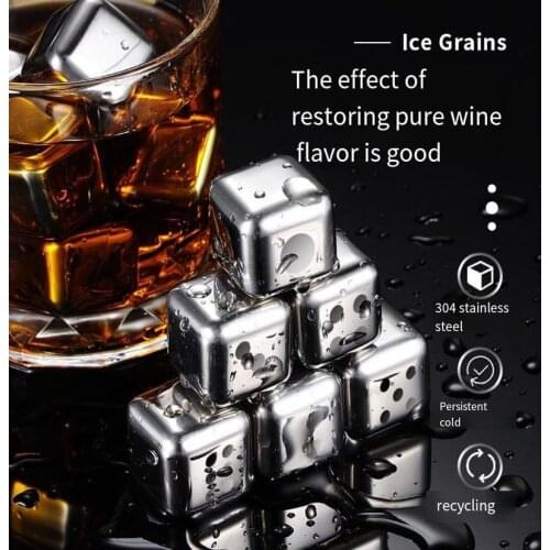 Wine Whiskey Stones Chiller Ice Stone 304 Stainless Steel Ice Cubes Reusable metal Beer Cooler For Vodka Champagne Wort Bar