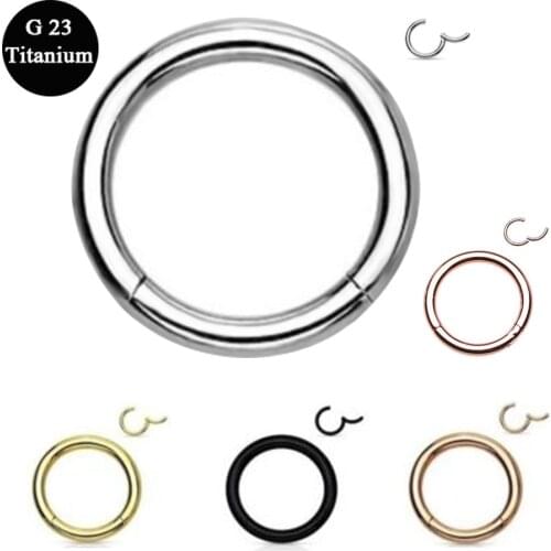 16G 14G G23 Titanium Hinged Segment Ring Clicker for Nose Septum Helix Ear Nose Hoop Piercings Clip Tragus Piercing Body Jewelry