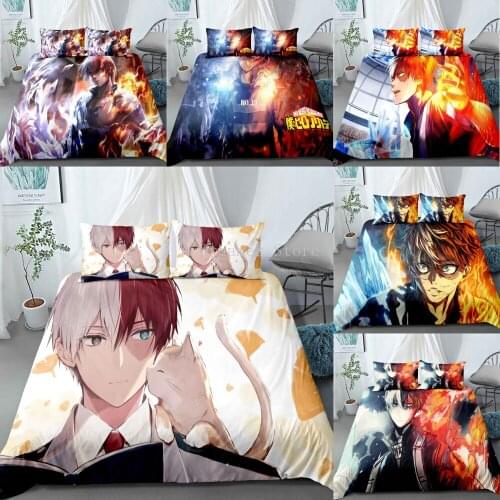 Anime My Hero Academy Bedding Set 2/3 Cartoon Duvet Cover Double King Queen Fantasy Decorative Children Kids Bedding Set