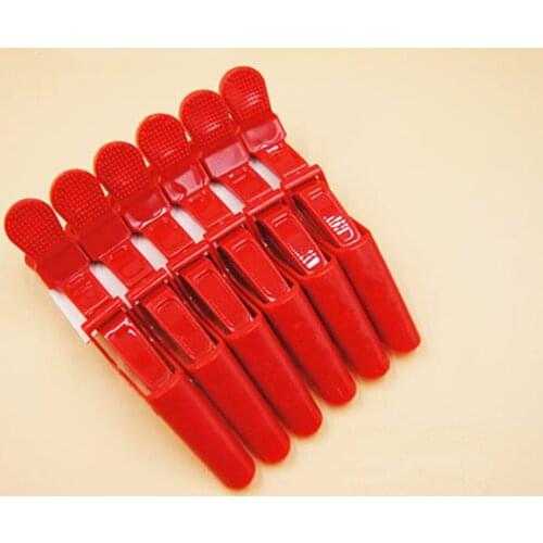 Red 6pcs Plastic Hair Clip Hairdressing Clamps Claw Hair Section Clips Grip Cutting Barbers For Salon Hair Styling Accessories