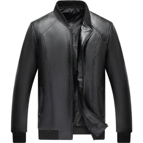 Spring Autumn Leather Jacket Men Business Casual PU Coat New Zipper Black Motorcycle Leather Jacket Men