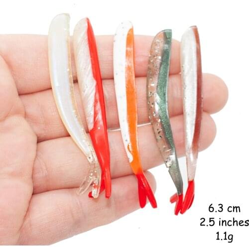 Micro Soft Fishing Lures 5cm 1.1g 10pcs 5colors Silicon Swimbait Soft Bait Split Tail Lure Carp Fly Fishing Gear