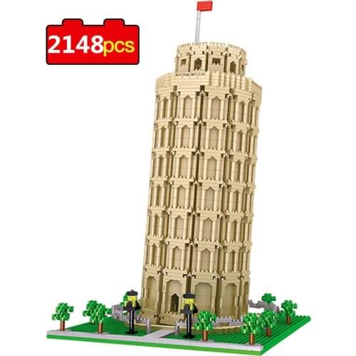 2148 World Architecture Leaning Tower of Pisa Model Building Blocks 3D DIY Mini Diamond Blocks Bricks DIY Toys for Children Gift