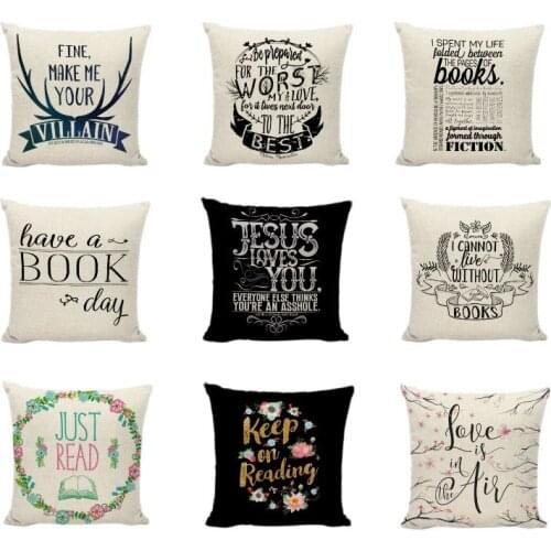 Keep On Reading Cushion Covers Retro Pope Encouraging Words Books Home Sofa Car Decorative Study Linen Cotton Throw Pillow Cover