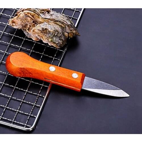 Stainless Steel Oyster Shucker Wood Handle Non-Slip Oyster Opener Scallop Opener Seafood Scallop Knife Seafood Opener