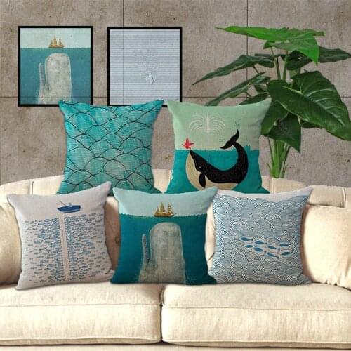 Wholesale price 1 piece Cartoon Sea Series Pattern Seat pillow cover Decorative Home Chair Throw Pillow Case 45*45cm S1007