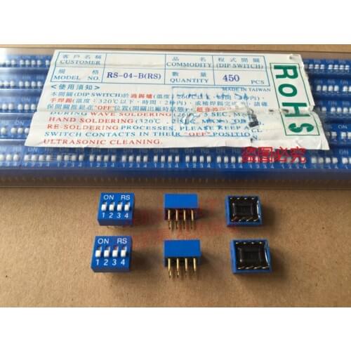 Original new 100% RS-04-B 4-bit 4P 2.54mm foot-pitch dial switch code switch blue gold-plated foot