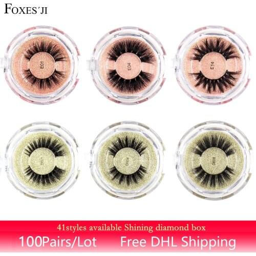 FOXESJI 100pairs 3D Mink Lashes Eyelashes Natural long Thick Cross Fluffy False Eyelashes Eye Lashes Wispy Eyelash Extension