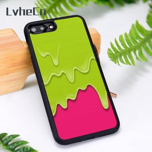 LvheCn Rubber Phone Case Cover for iPhone 6 6S 7 8 Plus X XS XR 11 12 Mini Pro Max Lush Green Dripping Painted Camo Pattern
