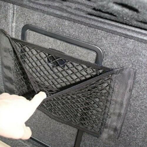 Mesh Trunk Seat Elastic String Net Sticker Universal Storage Bag Pocket Cage Trunk Cargo Storage Organizer Seat Back Bag
