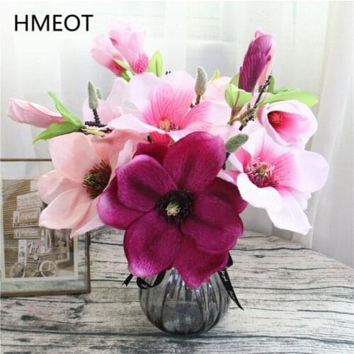 Nordic high-end retro magnolia artificial flower decoration plants Christmas wedding living room home decoration fake flower 1pc