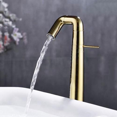 Basin Faucet Gold Brass Bathroom Sink Faucets Single Handle 360 Rotation Mixer Tap Wash Basin Faucet Hot and Cold Bathroom Taps