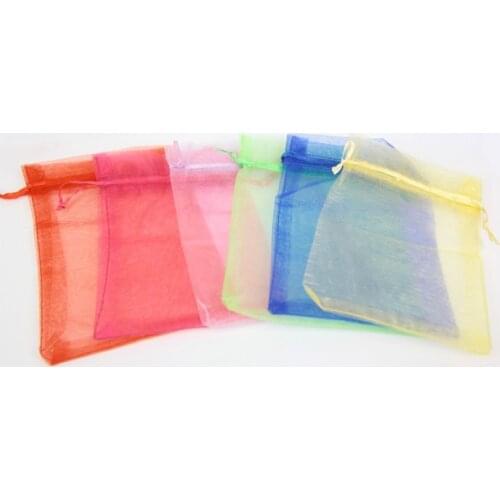 12*17mm 2017 Newest Fashion Random Mix Six Colors Jewelry Packing Drawable Gift Organza Bag For Glass Locket 50pcs/lot