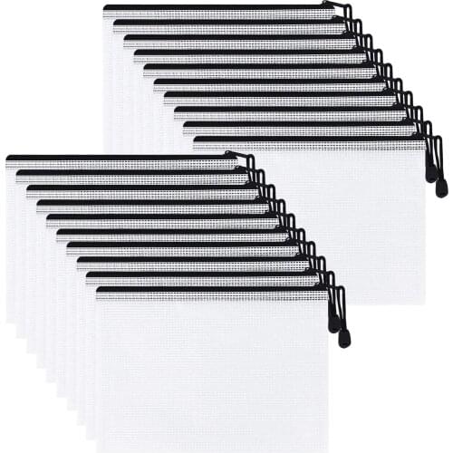 20 Pieces of A5 Zipper Mesh Bag, Waterproof Zipper File Bag, File Bag, travel Bag, Office Supplies, Cosmetics