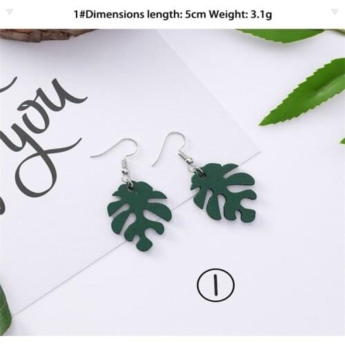 2019 Sleek Minimalist Green Turtle leaf Openwork tree leaf Earrings Sen Girls hand Made Banana leaf lady wood Earrings Jewelry