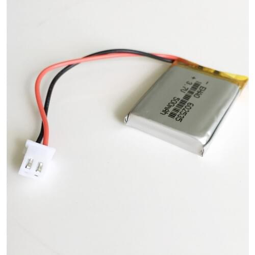 3.7V 500mAh lipo polymer lithium rechargeable battery JST XH 2.54mm 2pin plug 602535 for MP3 GPS DVD recorder headset camera