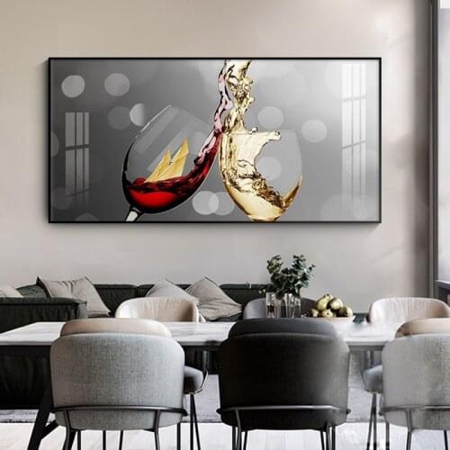 Print and Posters Abstract Red Wine Glass Canvas Painting Dining Room and Kitchen Wall Modern Home Decoration Wall Art Pictures