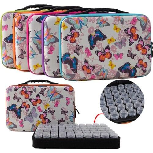 2021 Diamond Painting Accessories 60 Bottles Container Storage Bag Box Tools Carry Case Diamond Embroidery 5D Butterfly Handbag
