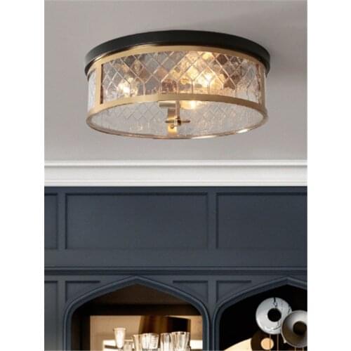 American Retro Luxury Round Ceiling Lamp Led E27 Gold Lustre Simple Furniture Living/Dining Room Decor Bedroom Study Bedroom Bar