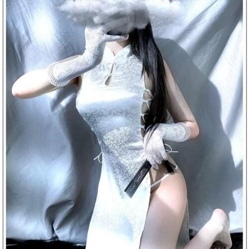 Satin Cosplay Costumes Porno Sex Adult Sexi Qipao Dress Dropshipping Retro Cheongsam Womens Hot Sexy Erotic Lingerie Retro Dress