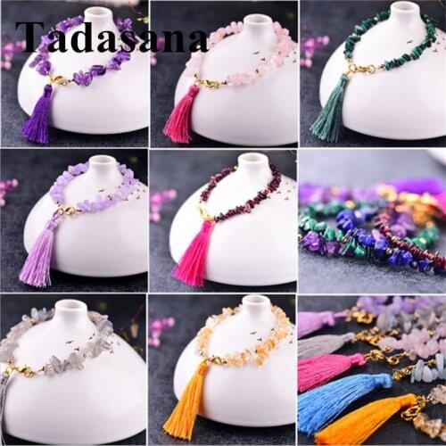 Santo Moonstone Red Garnet Natural Stone Beads Bracelet Friendship Gravel Stone Tassel Pink Crystal Bracelets Woman Love Gift