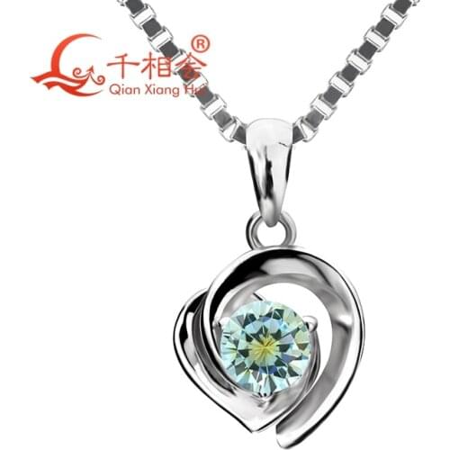 One-time forming mixed special color 4mm cz stone heart shape pendants round shape with 925 silver for necklace