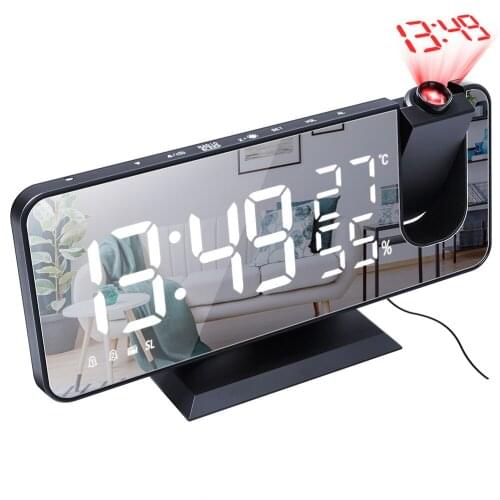 Digital Alarm Clock Projection Clock AM FM Radio Alarm Clock 4 Brightness Adjustment USB Dual Alarm Clock with Snooze Function