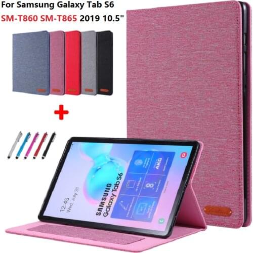 Cowbiy Stand Cloth Ultra Slim Cover For Samsung Galaxy Tab S6 Case 2019 SM-T860 SM-T865 T860 T865 10.5 inch Tablet Funda + Pen