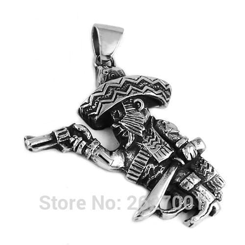 Denmark Bandidos Biker Pendant with Knife And Gun Stainless Steel Jewelry Punk Motor Biker Skull Men Pendant Wholesale SWP395