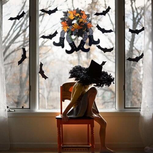 Halloween Decor Wreath Door Hanging Wreath Halloween Witch Hat Leg Pumpkin Door Wreath Happy Halloween Decor Home Party Supplies