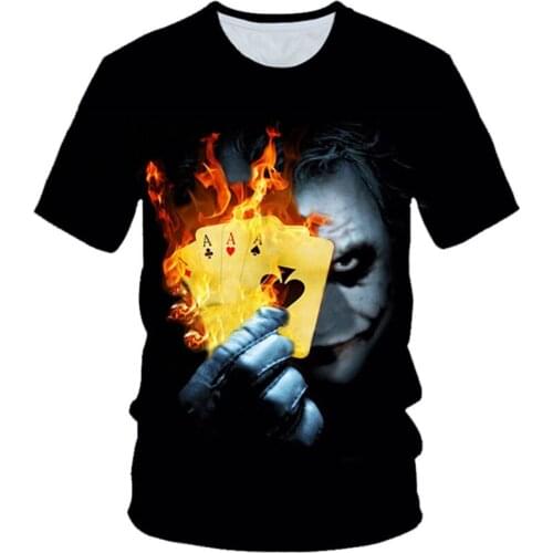 2020 Summer Kids New The Joker 3d T shirt Boys Girls Funny Comics Character Joker With Poker 3d T-shirt Children Tshirts 4-20Y