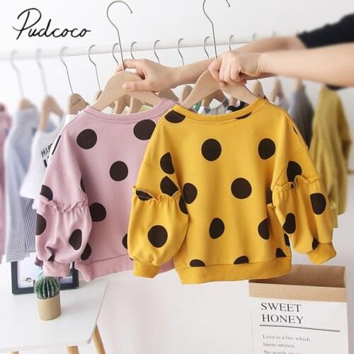 2019 Baby Spring Autumn Clothing 1-6T Infant Kids Baby Girls Top Shirt High Quality Sweatshirt Lantern Long Sleeve Dots Shirts