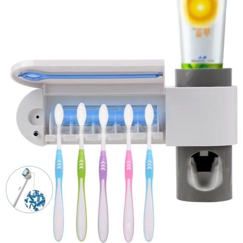 Toothpaste Dispenser 1Pcs Home Bathroom Set Automatic Toothpaste Squeezers 3 in 1 Toothbrush Holder UV Toothbrush Sterilizer