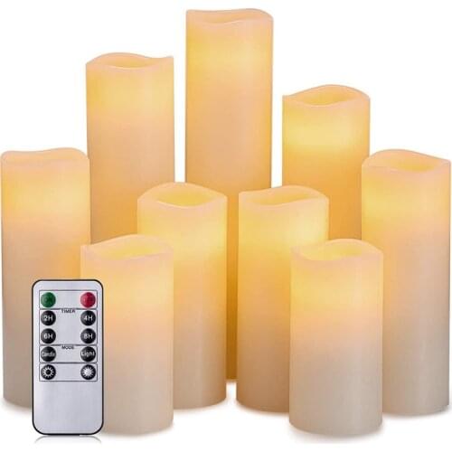 9Pcs Flameless Electronic Candle Soft Flashing LED Candle with 10 Key Remote Control