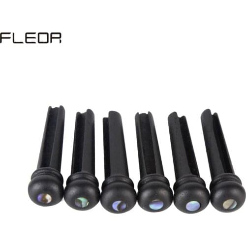 FLEOR 6PCS Acoustic Guitar Bridge Pins Ebony String Post with Abalone Dot for Acoustic Guitar Parts