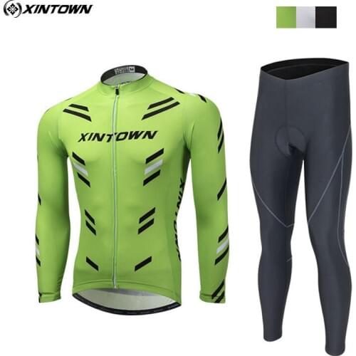 XINTOWN Team Mens Pro Riding Cycling Jersey Wear Long Sleeve Set Ropa Ciclismo Bike Clothing GEL Pad Bib Pants Suits