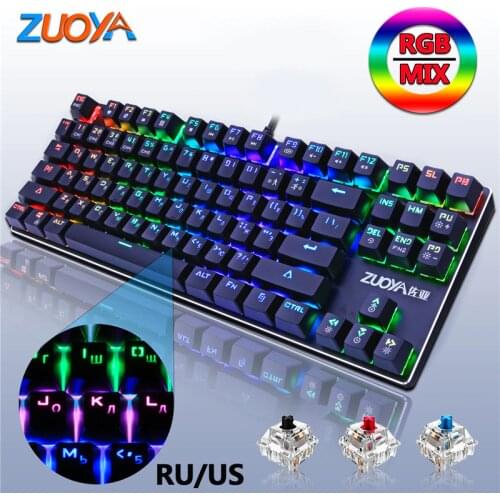 Gaming Mechanical Keyboard 87key Anti-ghosting Blue Red Switch Backlit LED wired Gaming keyboard For Laptop PC