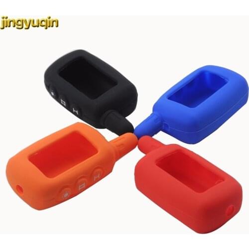 Jingyuqin 50pcs Car Accessories For Starline A9 A8 A6 LCD Silicone Remote Key Holder Case Cover Fob Chain Russian Two Way Alarm