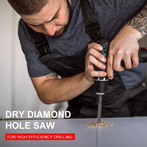 KKmoon Dry Diamond Hole Saw 4-Piece Drill Bit Set 6mm 8mm 10mm 12mm with Hex Head Cooling Wax for Porcelain Tile Hole Saw