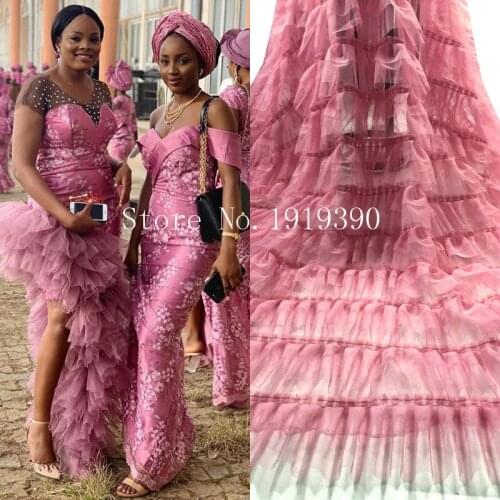 African Lace Fabric 2020 High Quality Lace with 3d Flowers, French Tulle Lace Nigerian Lace Fabrics for Wedding Party Lace Dress