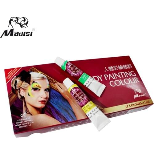 Madisi Body Painting Pigment Set 12 Colors 12ML Masquerade Prom Cosplay Oil Paint Face Drama Paint Halloween Makeup Figment