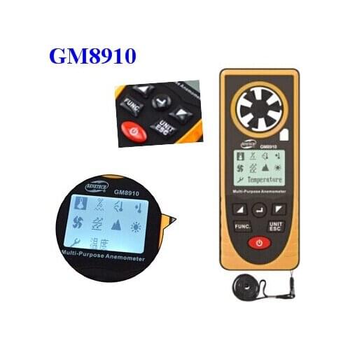 GM8910 Multi-functional Digital Anemometer Wind Chill Dew Point Barometric Pressure Tester With Retail Box